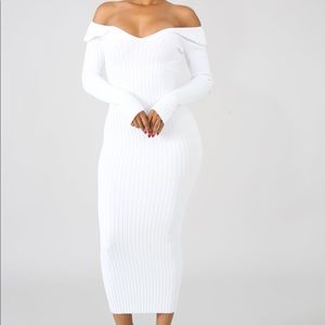 Classic White Rib Knit Dress